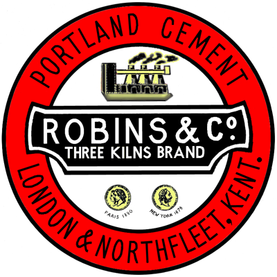 Robins Northfleet Three Kilns Brand cement logo